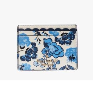 kate spade Blue Floral Card Case with Gold Logo